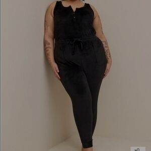 Torrid Velour Henley‎ Lounge Black Jumpsuit Size 3X